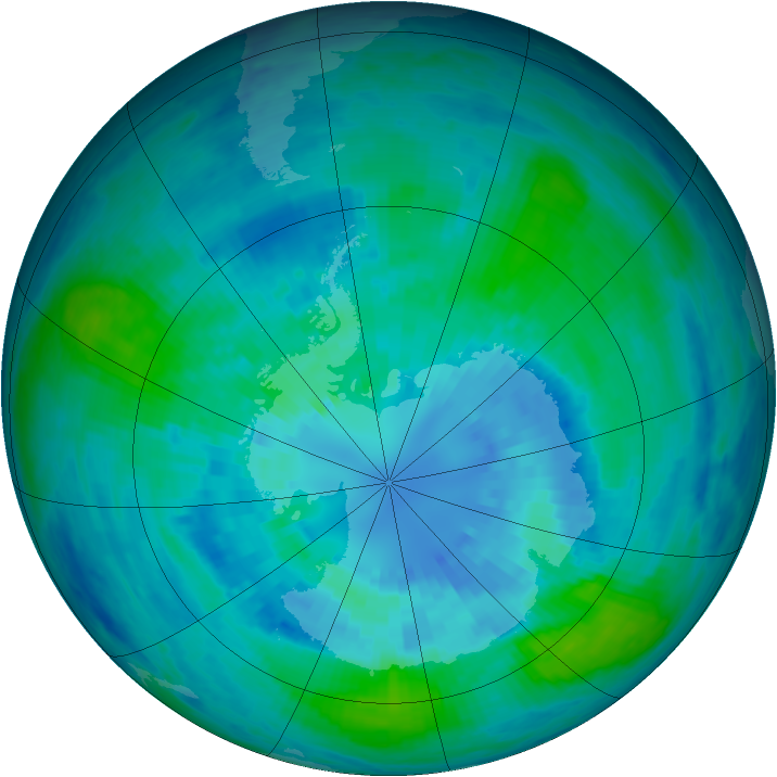 Antarctic ozone map for 01 April 2003